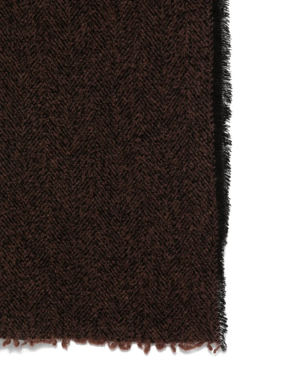Faliero Sarti herringbone-weave frayed scarf Bruin