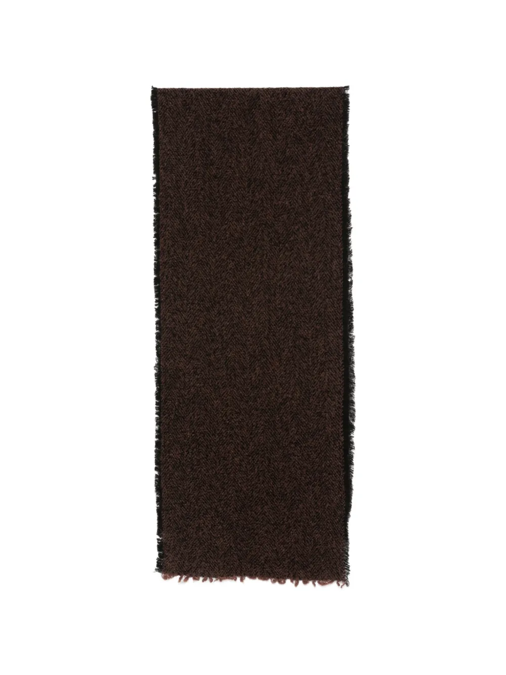 Faliero Sarti herringbone-weave frayed scarf Bruin