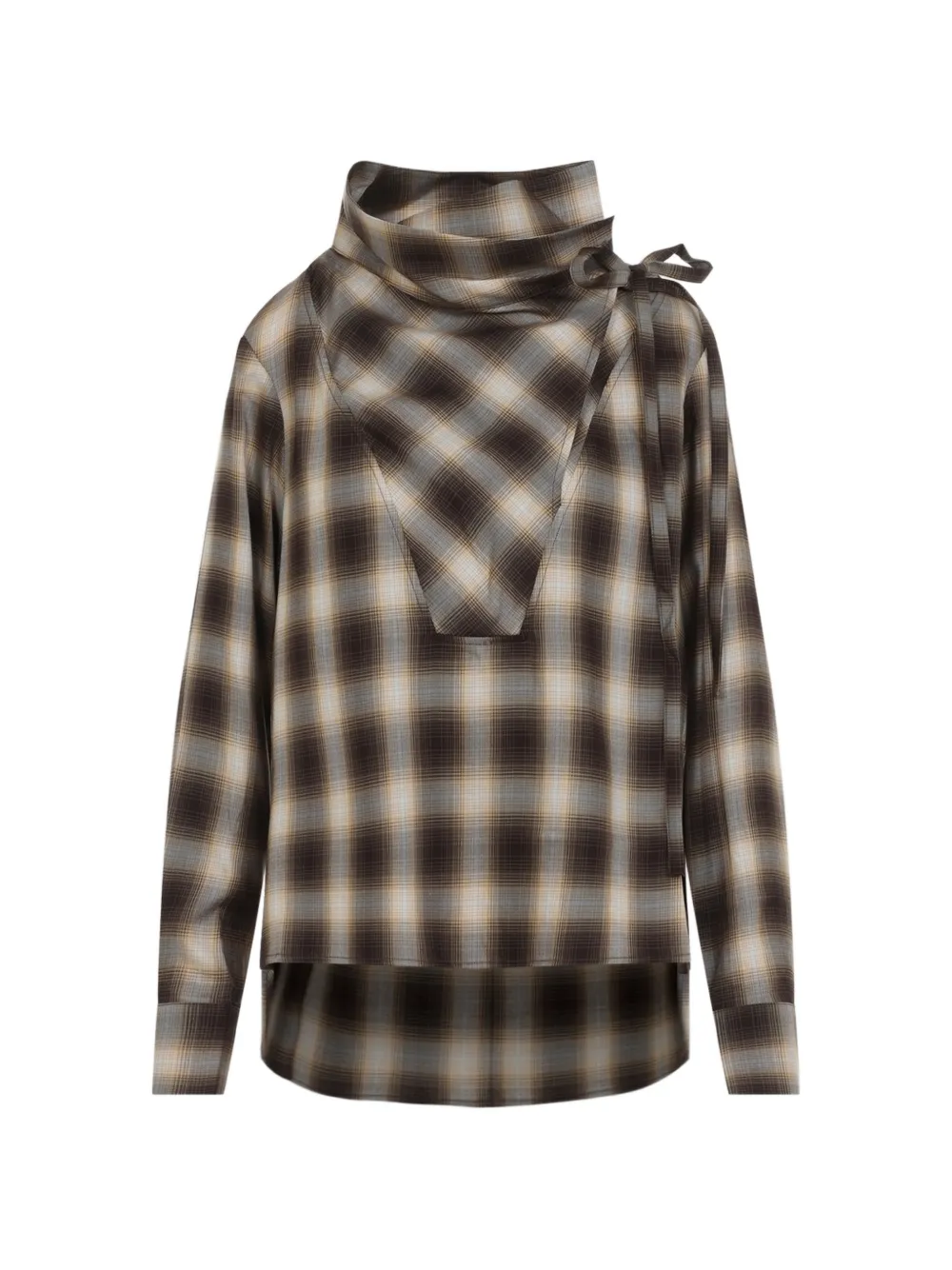 Co check-pattern bow-detail top - Marrone