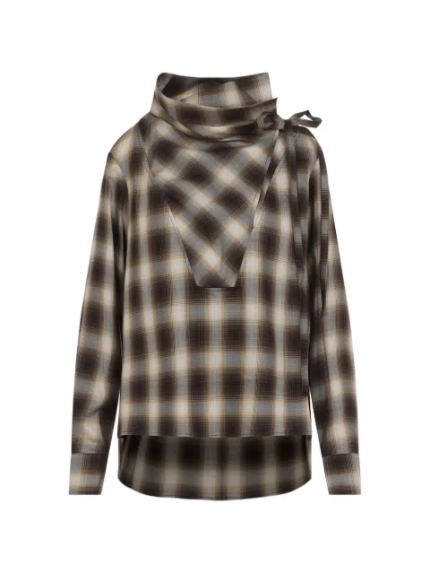 Co check-pattern bow-detail top