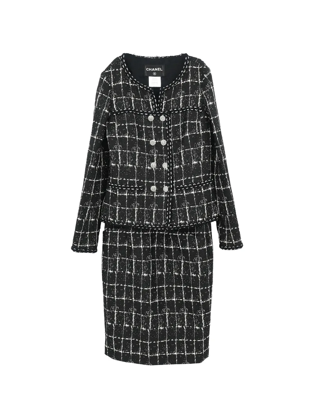 CHANEL Pre-Owned 2014 tweed skirt suit – Black