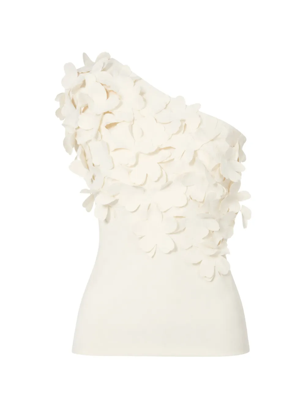 Liviana Conti Henriette floral-appliqué one-shoulder top - Blanc Liviana Conti Henriette floral-appliqué one-shoulder top - Blanc