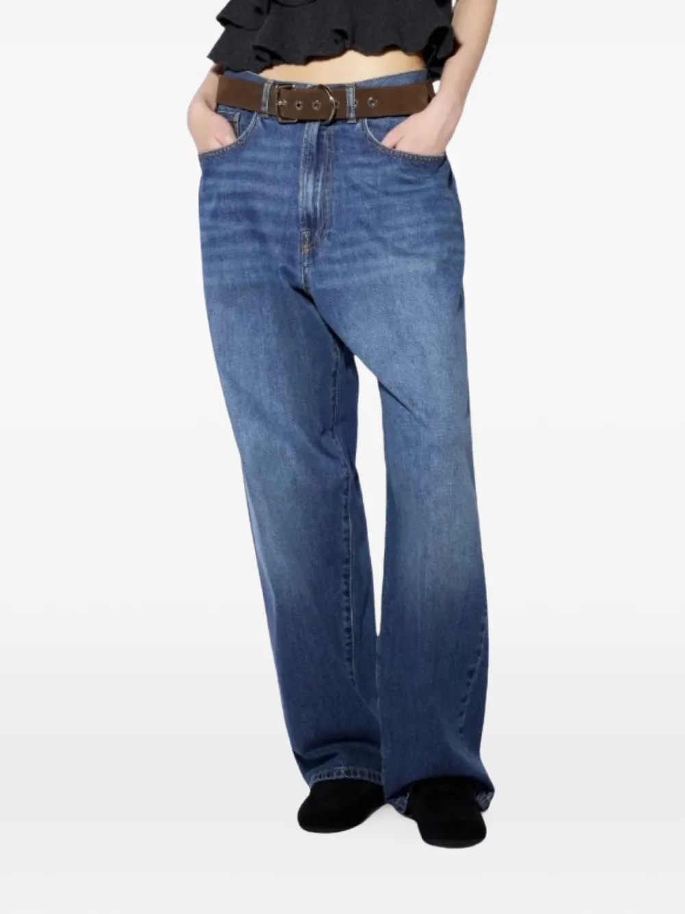Liviana Conti Sheldon faded-effect straight-leg jeans - Bleu Liviana Conti Sheldon faded-effect straight-leg jeans - Bleu