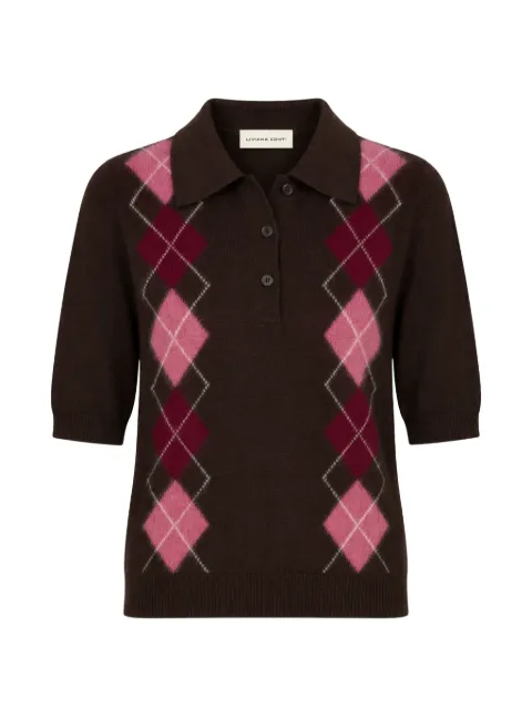 Liviana Conti Isma argyle short-sleeve sweater