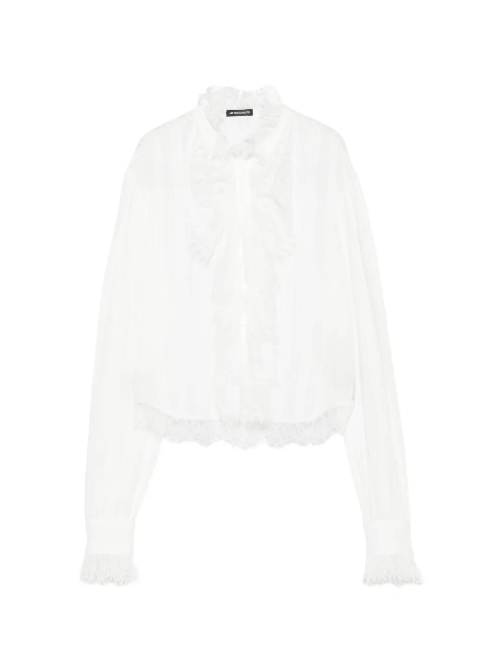 Ann Demeulemeester ruffled lace-trim shirt - Weiß