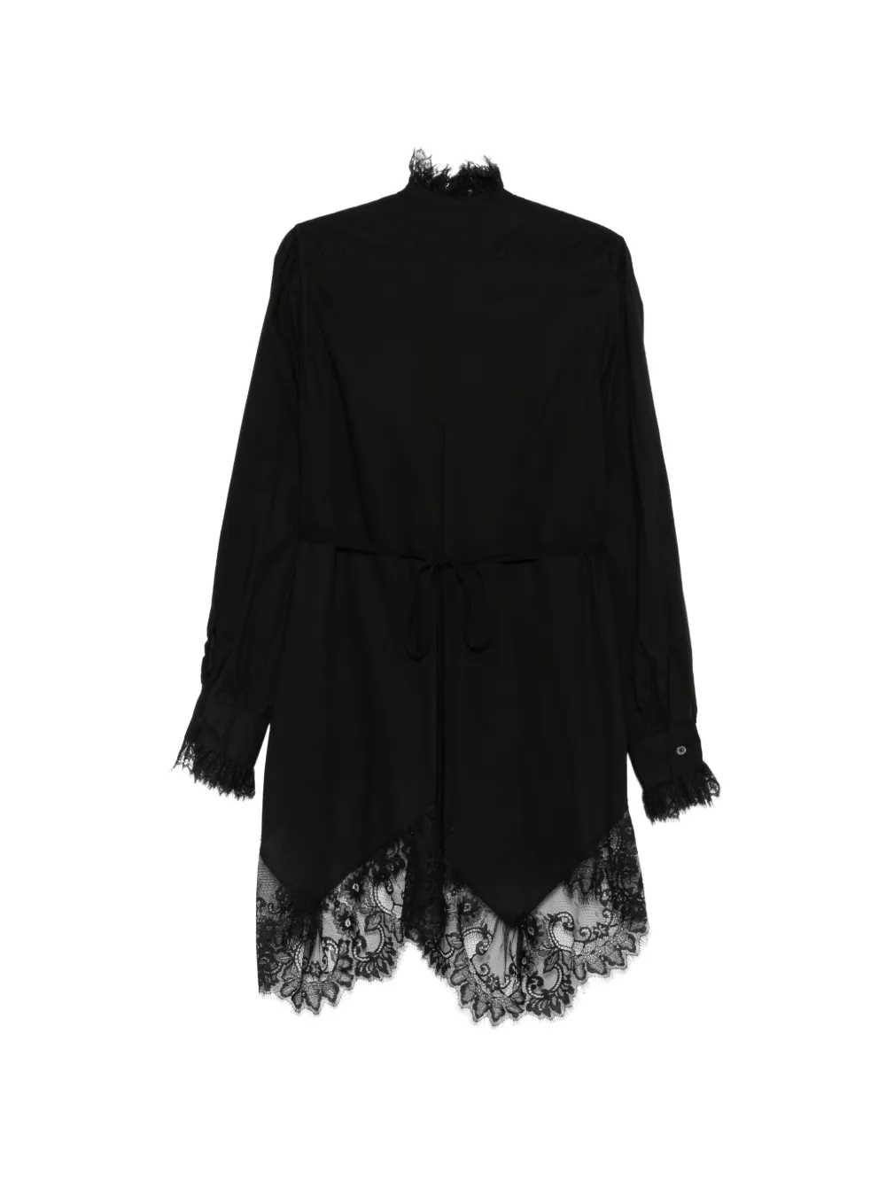 Ann Demeulemeester lace-trim ruffled shirt Zwart