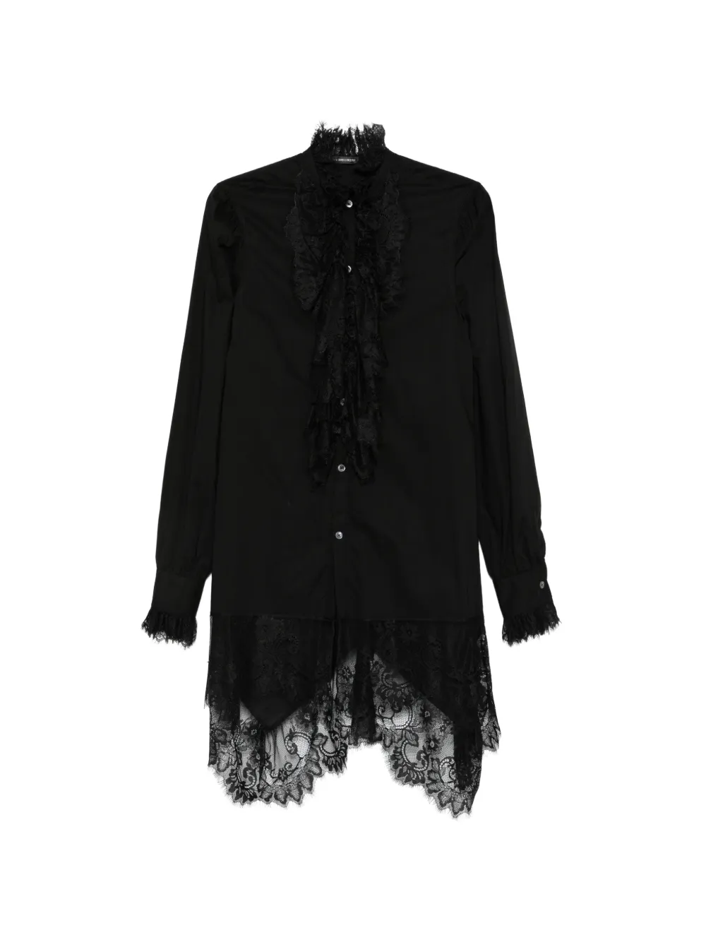 Ann Demeulemeester lace-trim ruffled shirt Zwart