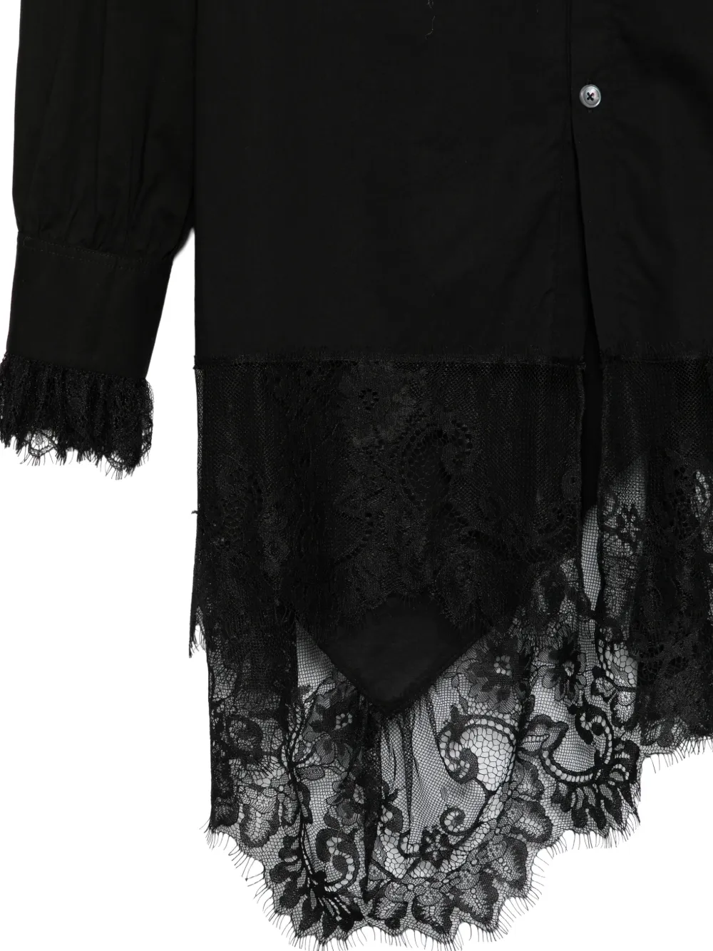 Ann Demeulemeester lace-trim ruffled shirt Zwart