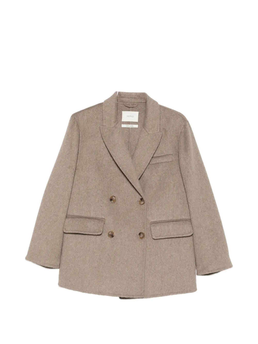Vicolo Double-breasted Blazer In Brown