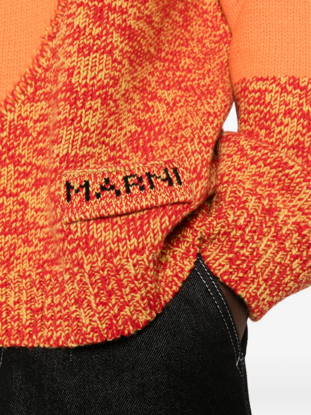 Marni logo-detail colour-block sweater Oranje