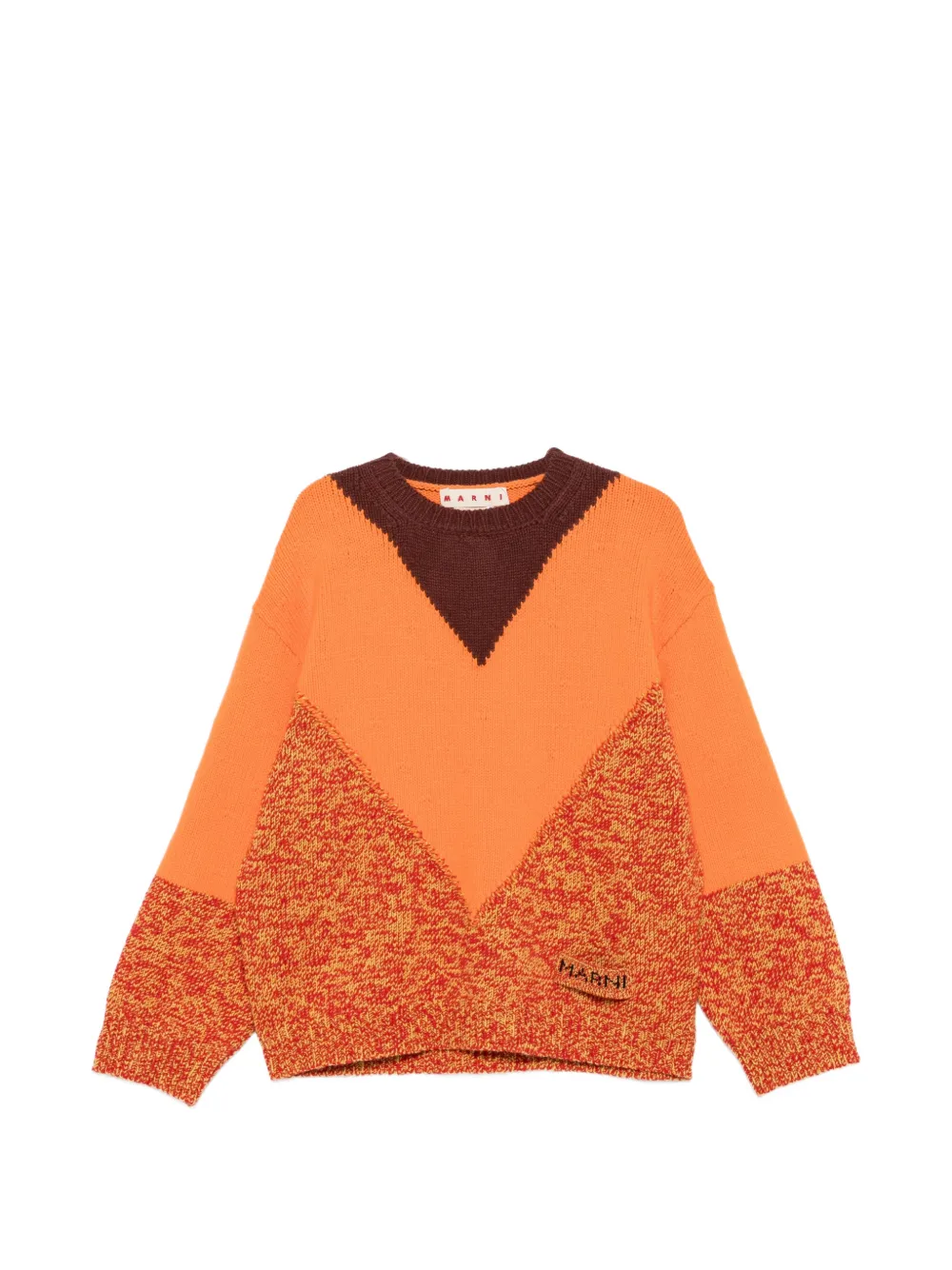 Marni logo-detail colour-block sweater - Arancione