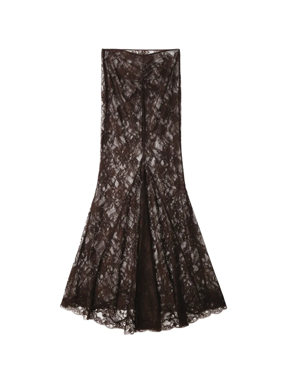 THE ANDAMANE Nemesia lace-overlay maxi skirt Bruin