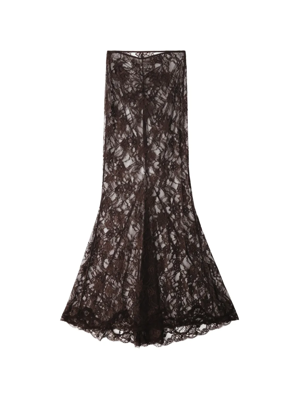 THE ANDAMANE Nemesia lace-overlay maxi skirt Bruin