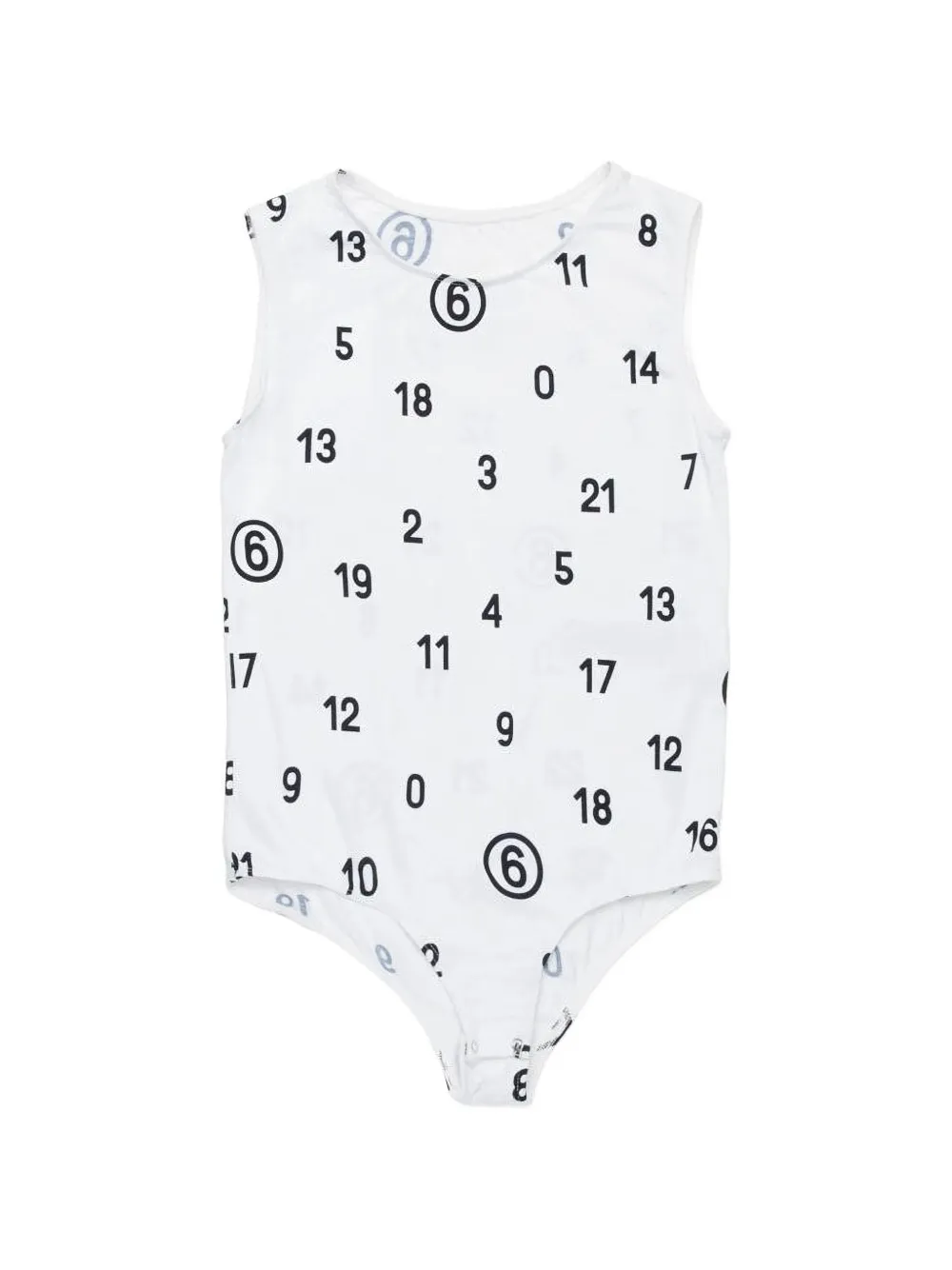 MM6 Maison Margiela Kids Numeric-print sleeveless bodysuit - Blanc