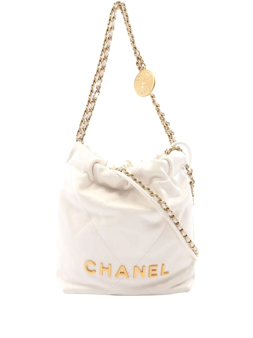 CHANEL Pre-Owned 2021-2026 Mini Shiny Calfskin 22 Handbag satchel - Bianco