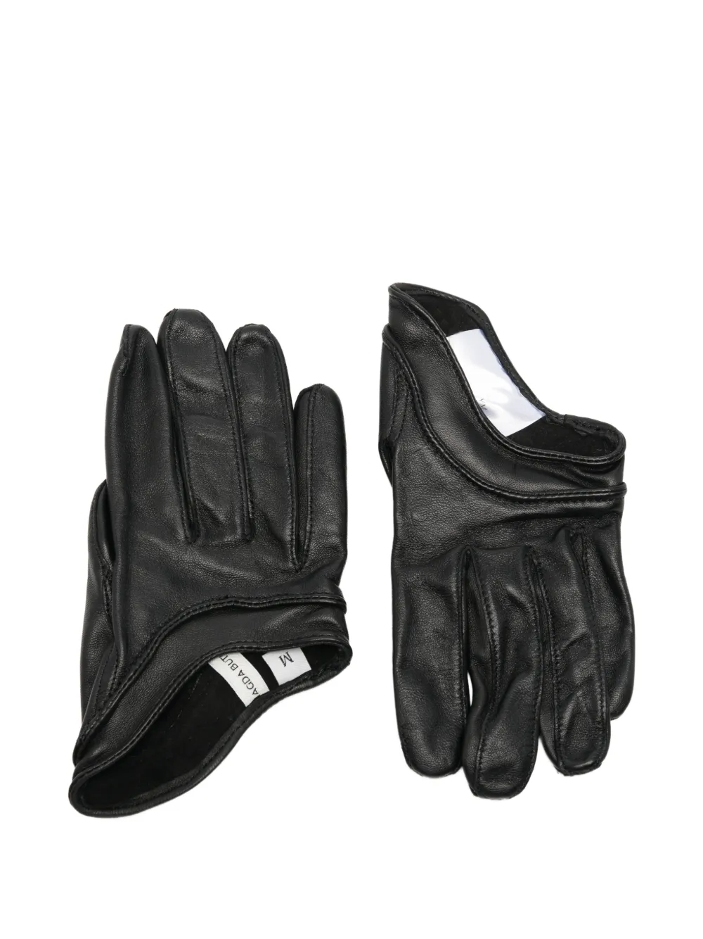 Magda Butrym asymmetric leather gloves - Schwarz