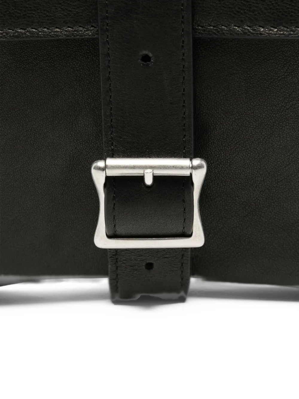Ann Demeulemeester buckle-fastening leather messenger bag Zwart