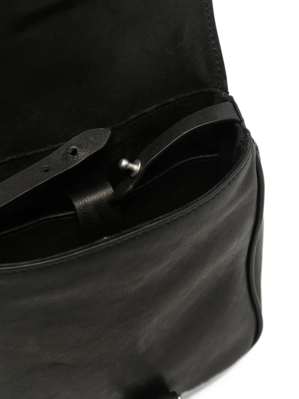 Ann Demeulemeester buckle-fastening leather messenger bag Zwart