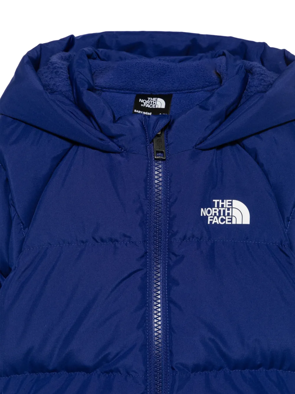 The North Face Kids quilted hooded jacket Blauw