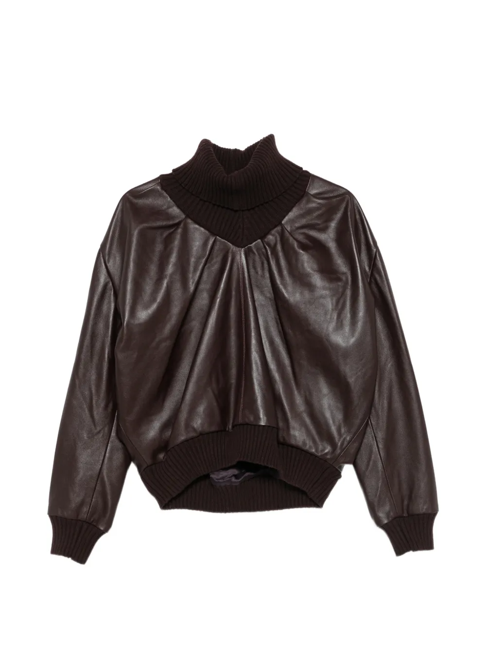 Victoria Beckham gathered leather sweater - Rot