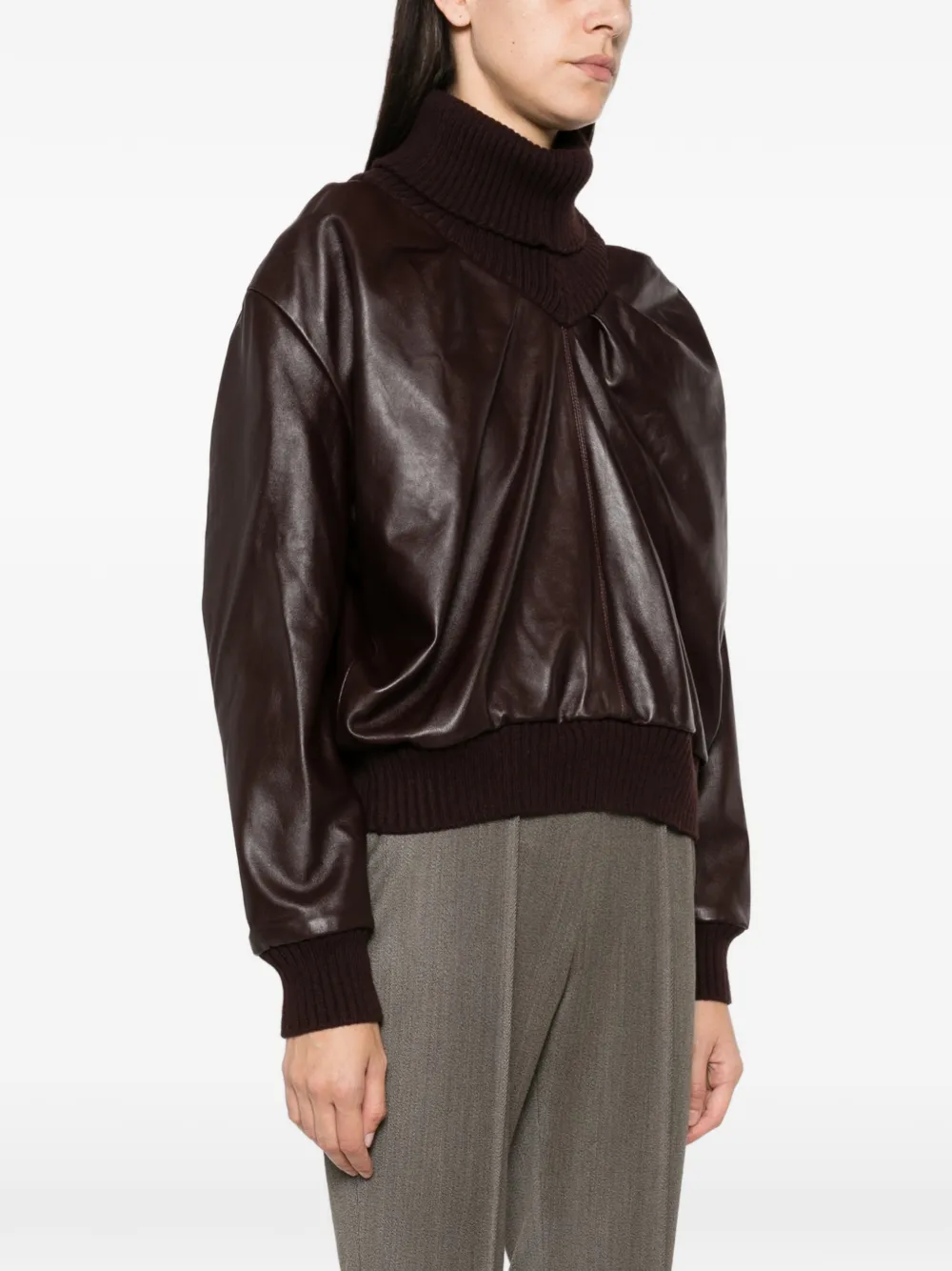 Victoria Beckham gathered leather sweater Rood