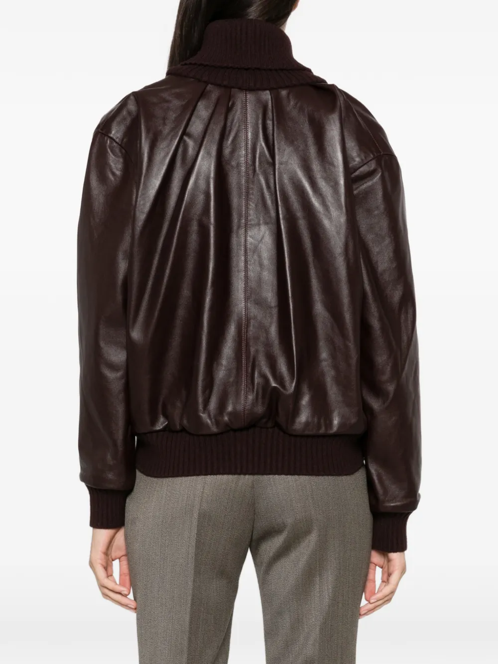 Victoria Beckham gathered leather sweater Rood
