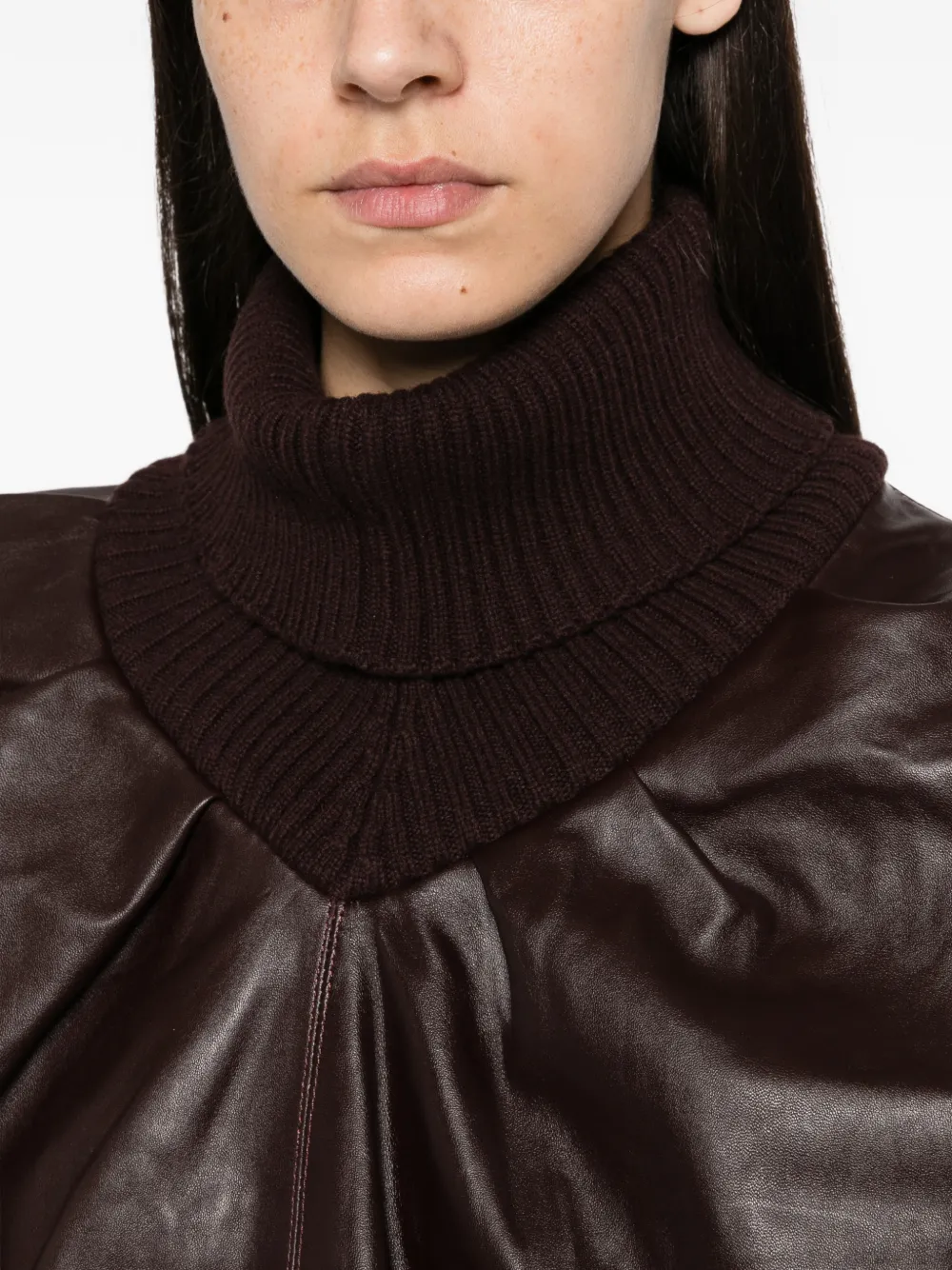 Victoria Beckham gathered leather sweater Rood