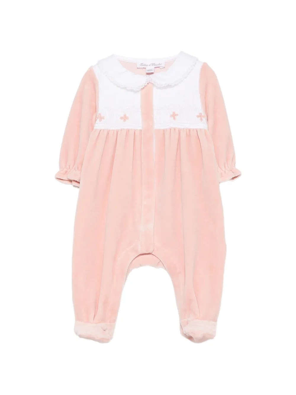 Tartine Et Chocolat smocked velvet babygrow Roze
