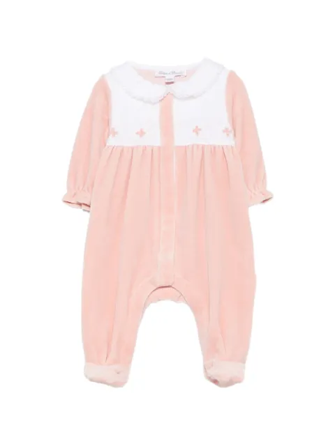 Tartine Et Chocolat smocked velvet babygrow