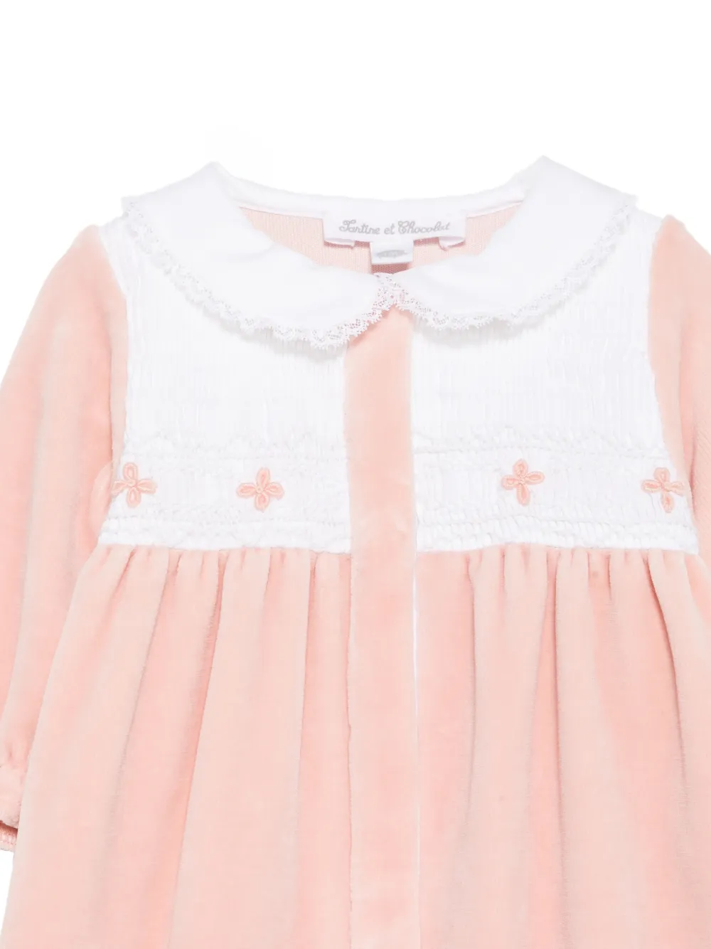 Tartine Et Chocolat smocked velvet babygrow Roze