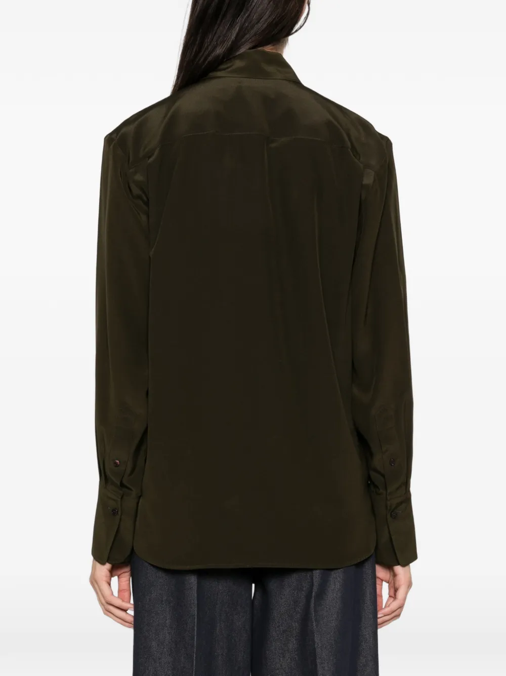 Victoria Beckham cut-out silk shirt Groen
