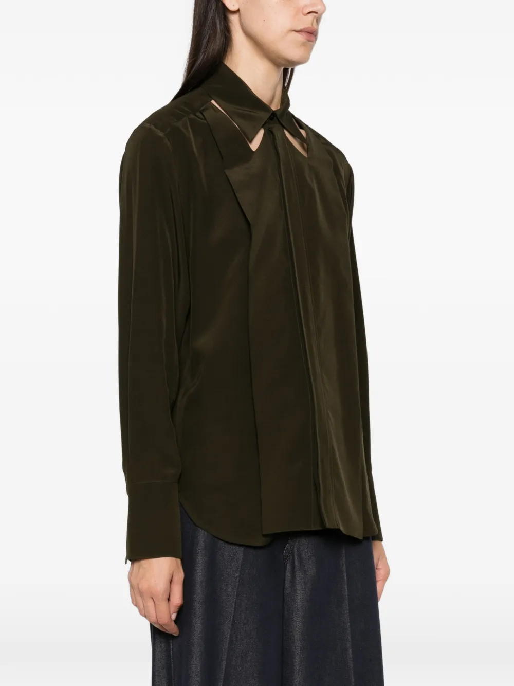 Victoria Beckham cut-out silk shirt Groen