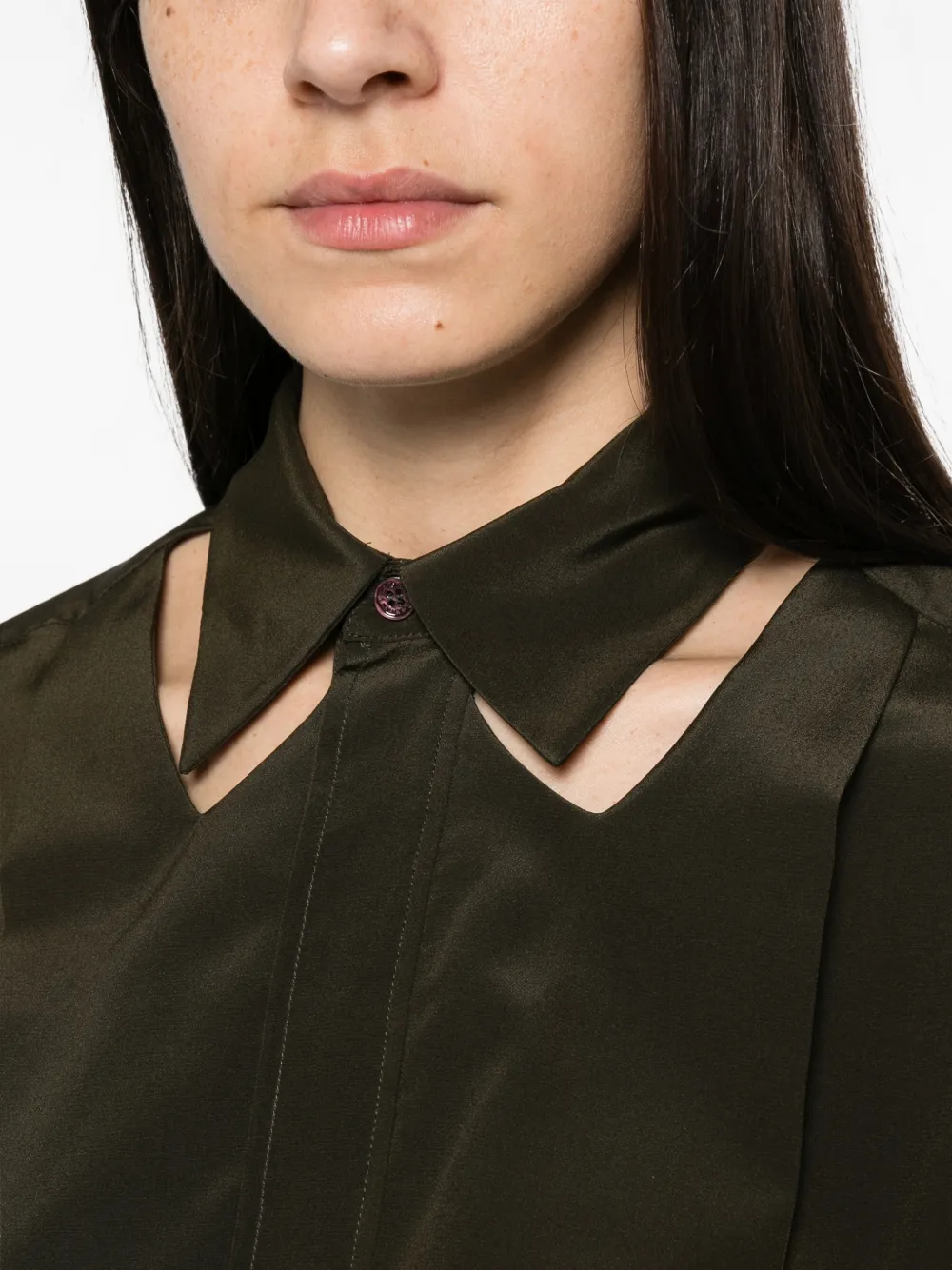 Victoria Beckham cut-out silk shirt Groen