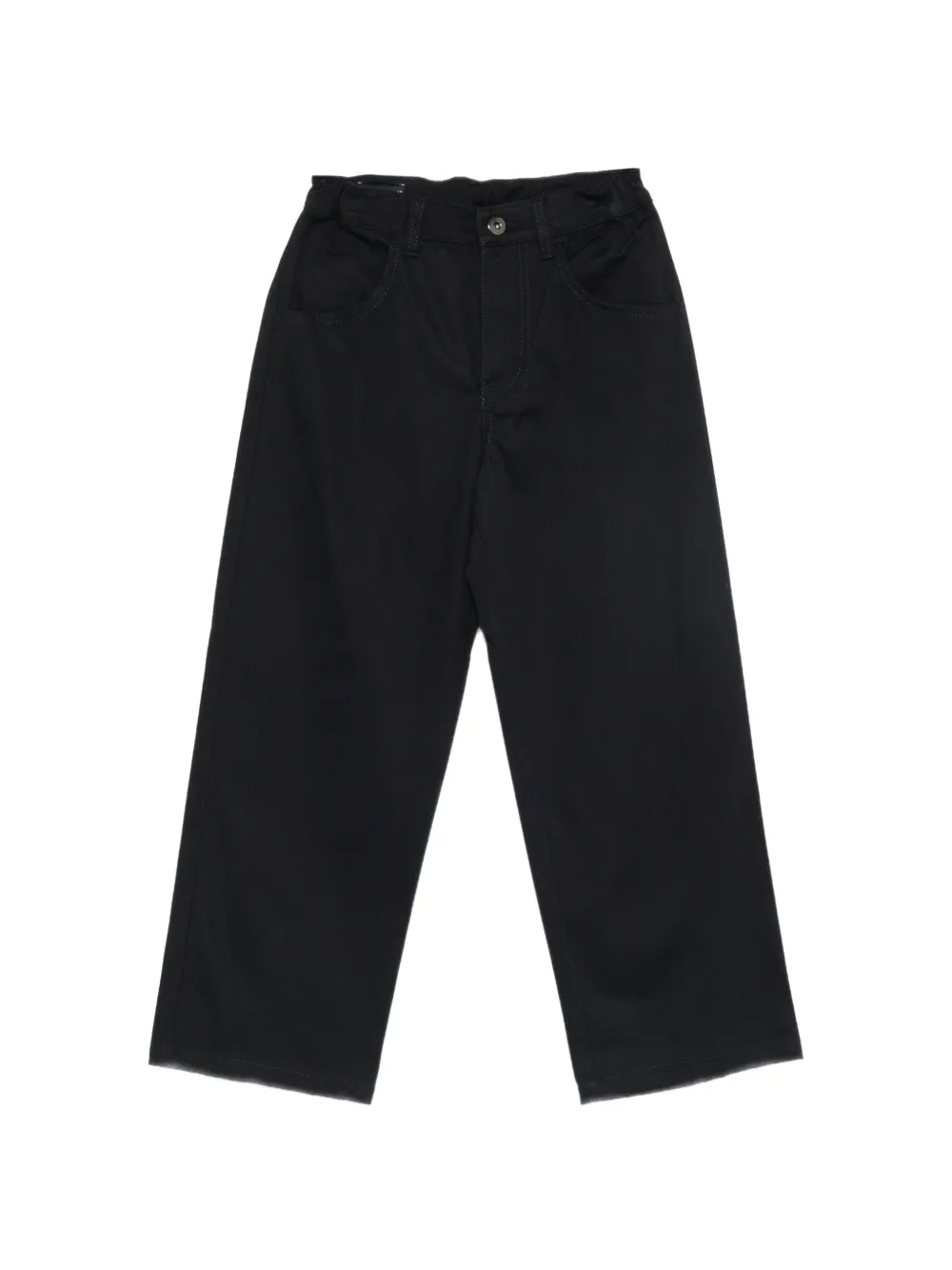 Emporio Armani Kids logo-embroidered straight-leg trousers - Nero