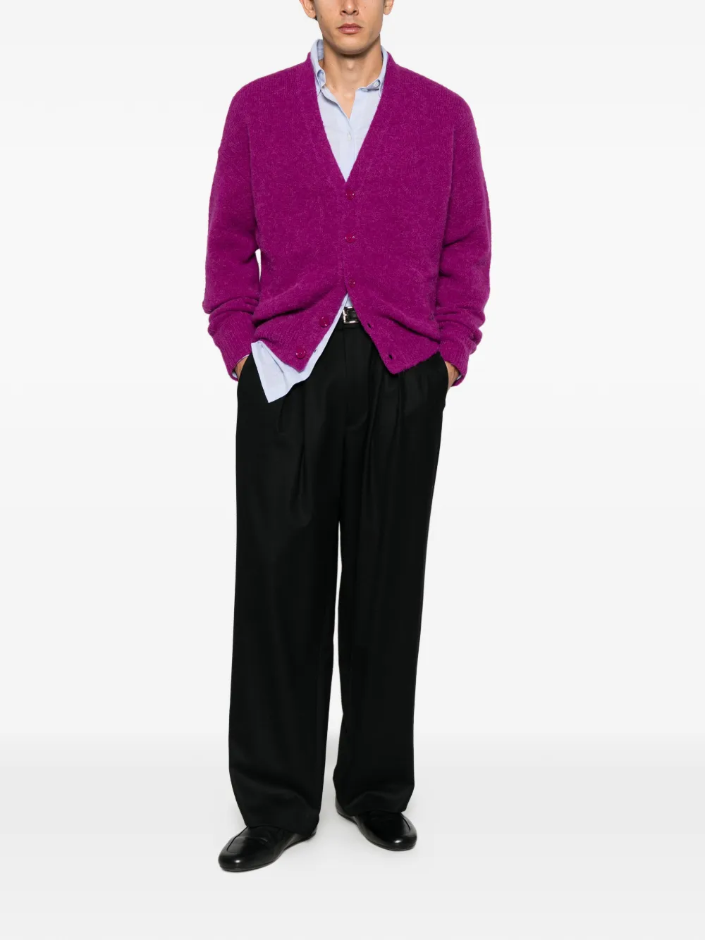 AMI Paris brushed-knit V-neck cardigan - Viola