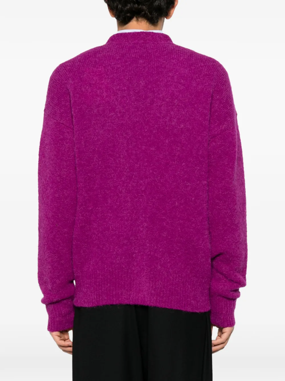 AMI Paris brushed-knit V-neck cardigan Paars