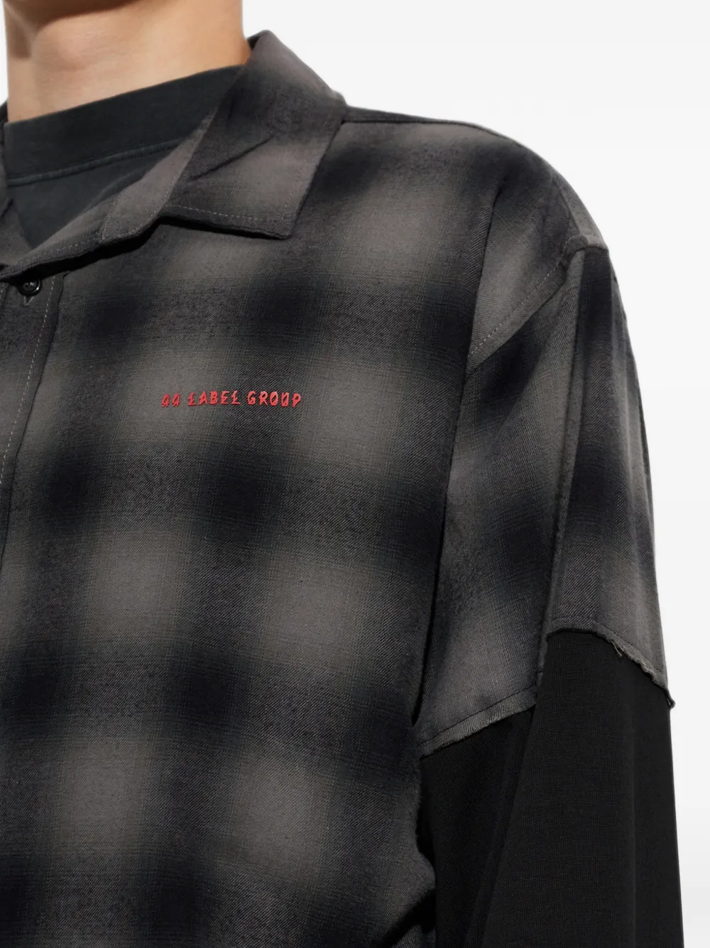 44 LABEL GROUP check-print panelled shirt Grijs