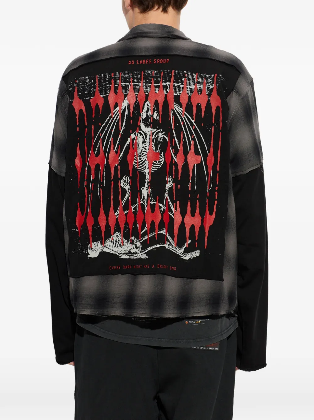 44 LABEL GROUP check-print panelled shirt Grijs