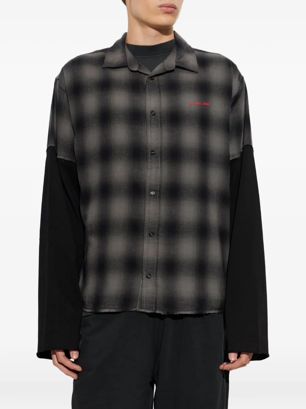 44 LABEL GROUP check-print panelled shirt Grijs