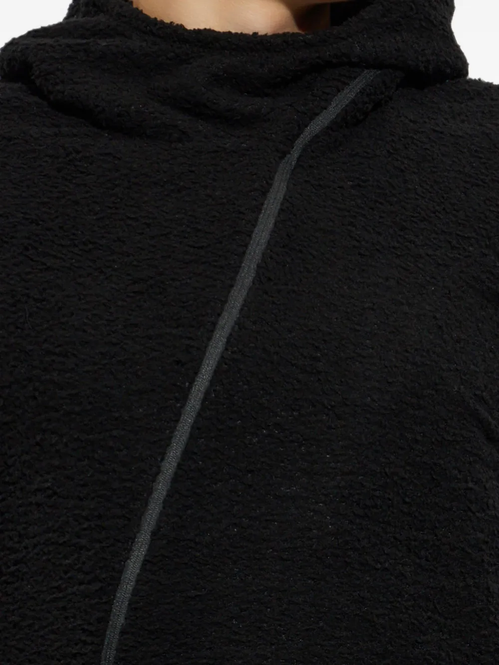 Post Archive Faction asymmetric-zip fleece hoodie Zwart