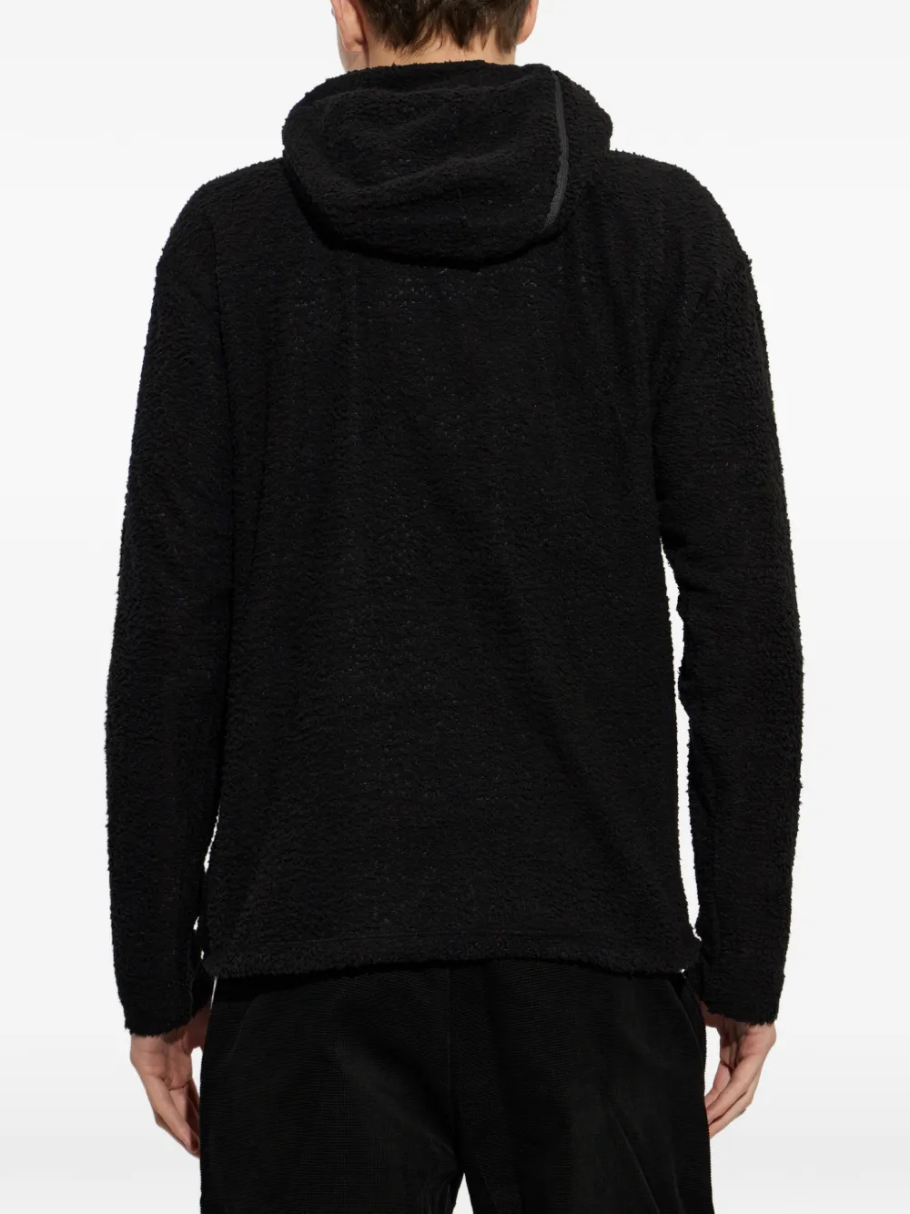 Post Archive Faction asymmetric-zip fleece hoodie Zwart