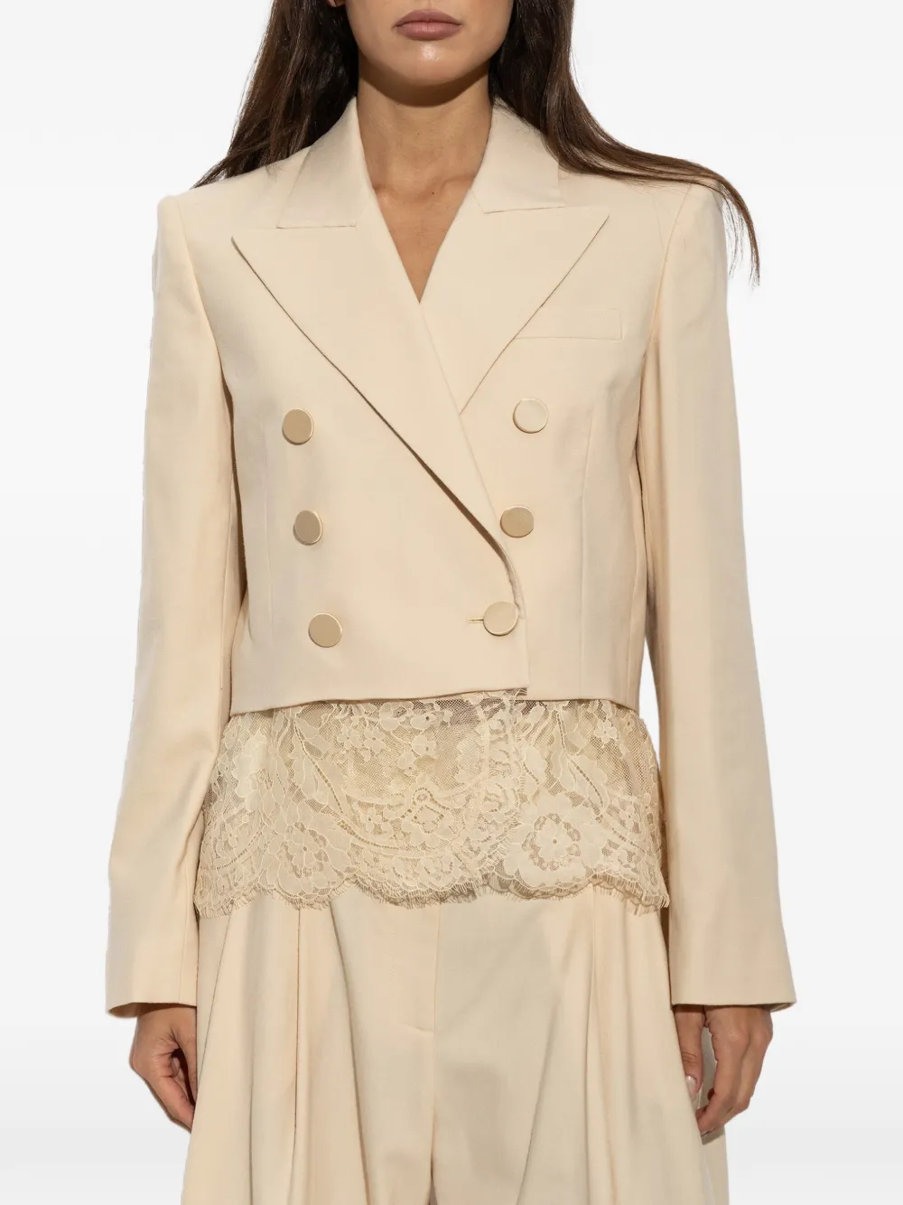 ZIMMERMANN Valiant cropped blazer met kant Beige