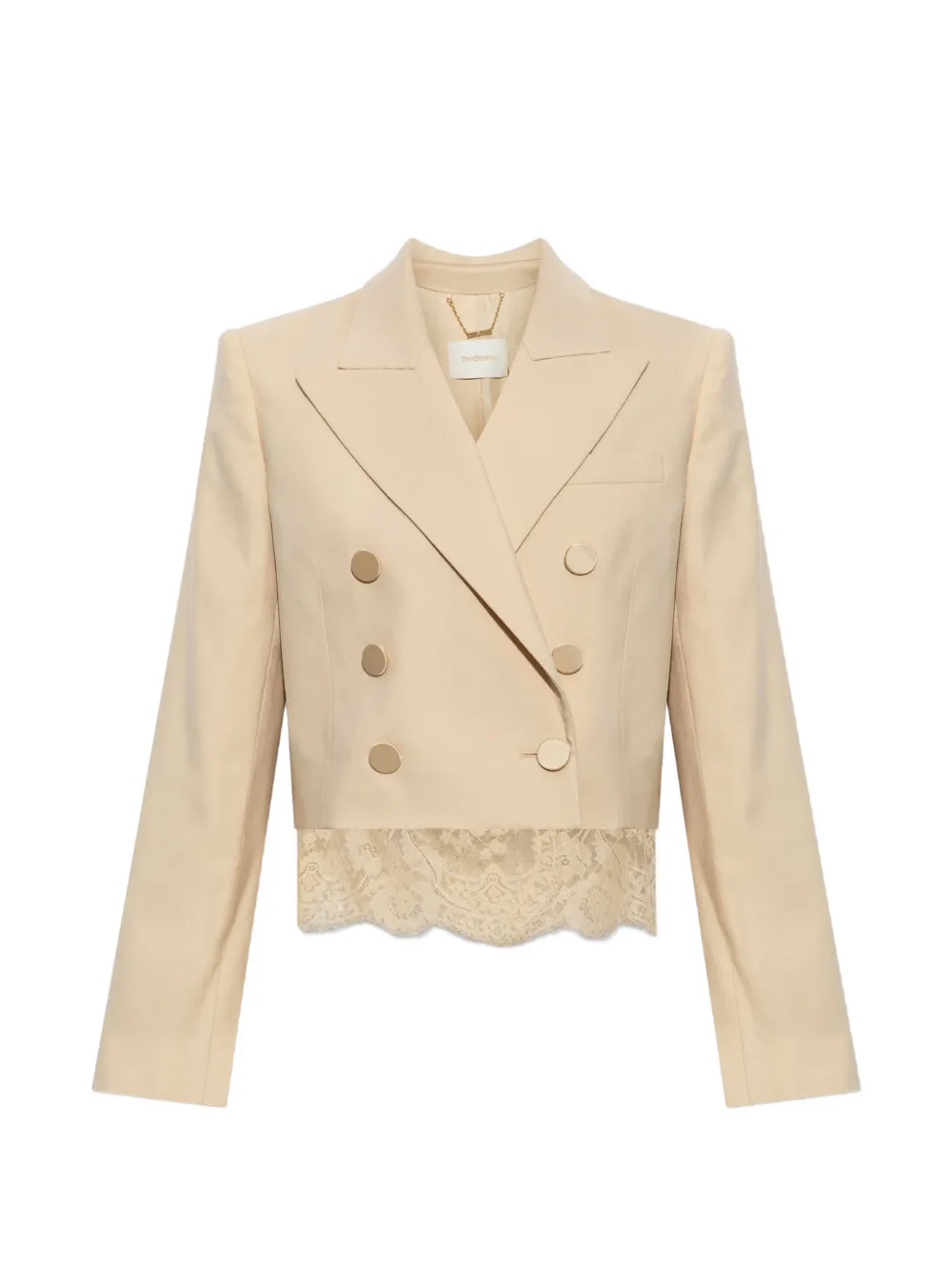 ZIMMERMANN Valiant lace cropped blazer - Toni neutri