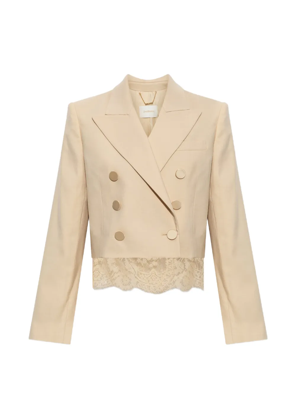 ZIMMERMANN Valiant cropped blazer met kant Beige