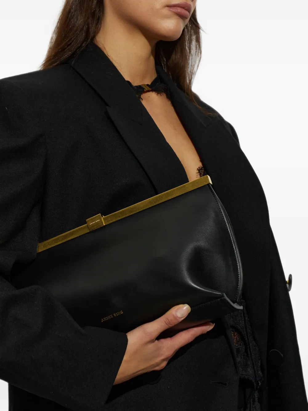 ANINE BING Anine leren clutch Zwart