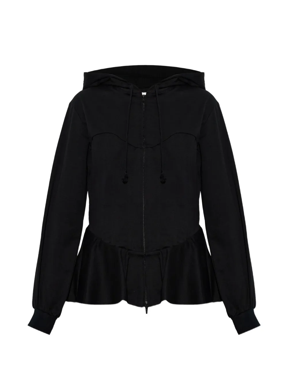 Noir Kei Ninomiya peplum-hem zip-up hoodie - Black