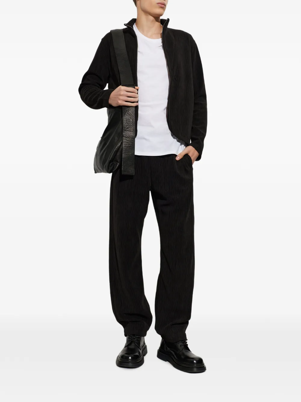 Post Archive Faction ribbed-knit track pants - Schwarz