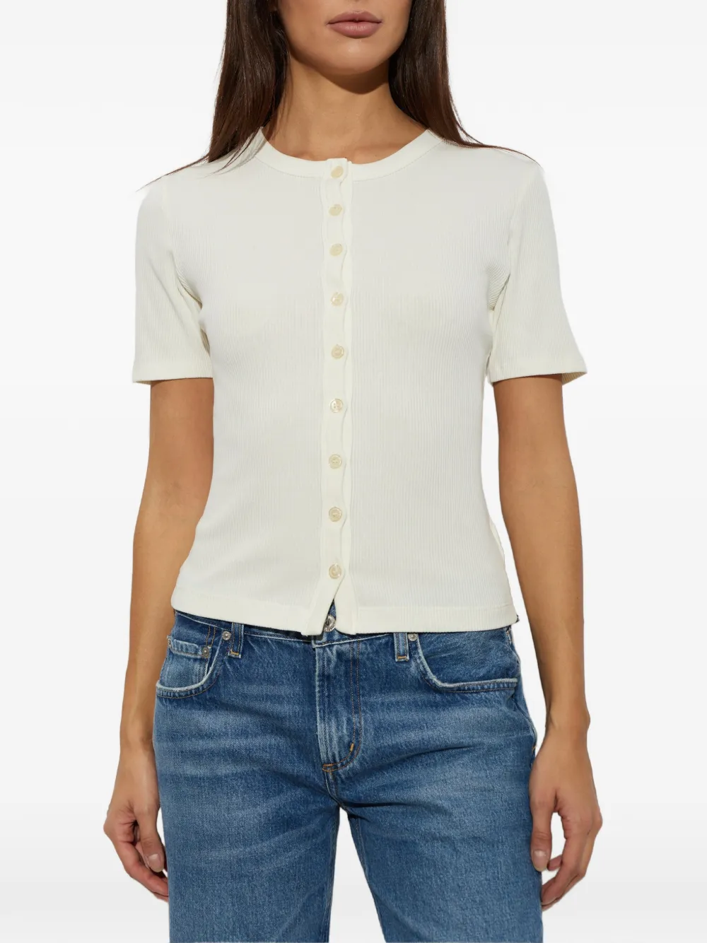 Citizens of Humanity Wren ribgebreid T-shirt Wit