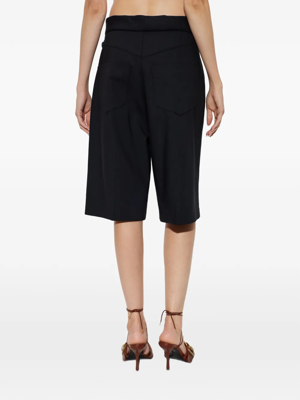The Mannei Getailleerde shorts tot de knie met plooien Zwart