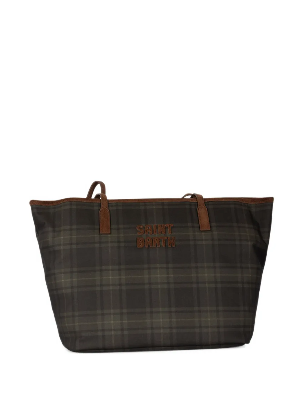 MC2 Saint Barth tartan-check logo-embroidered tote bag Groen